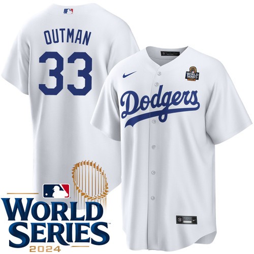 Youth James Outman Los Angeles Dodgers Nike Home White 2024 World Series Stitched Baseball Jersey