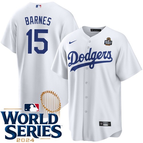 Youth Austin Barnes Los Angeles Dodgers Nike Home White 2024 World Series Stitched Baseball Jersey