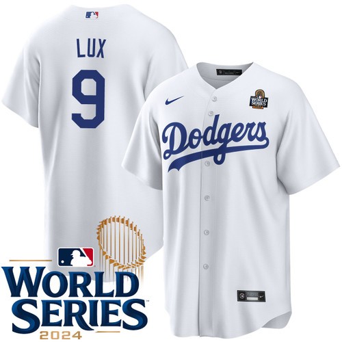 Youth Gavin Lux Los Angeles Dodgers Nike Home White 2024 World Series Stitched Baseball Jersey