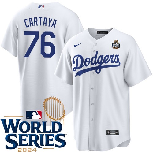 Youth Diego Cartaya Los Angeles Dodgers Nike Home White 2024 World Series Stitched Baseball Jersey