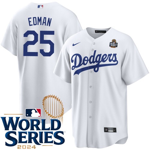 Youth Tommy Edman Los Angeles Dodgers Nike Home White 2024 World Series Stitched Baseball Jersey