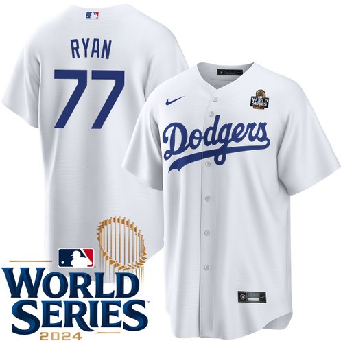 Youth River Ryan Los Angeles Dodgers Nike Home White 2024 World Series Stitched Baseball Jersey
