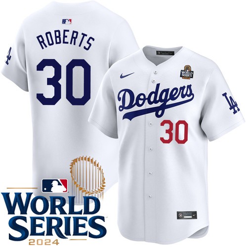 Youth Dave Roberts Los Angeles Dodgers Nike Home White Limited 2024 World Series Stitched Baseball Jersey
