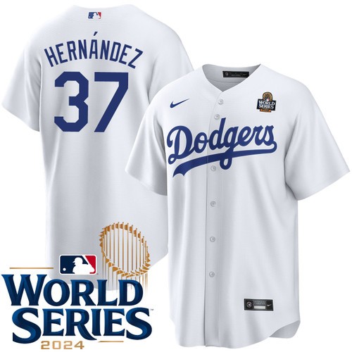 Youth Teoscar Hernandez Los Angeles Dodgers Nike Home White 2024 World Series Stitched Baseball Jersey
