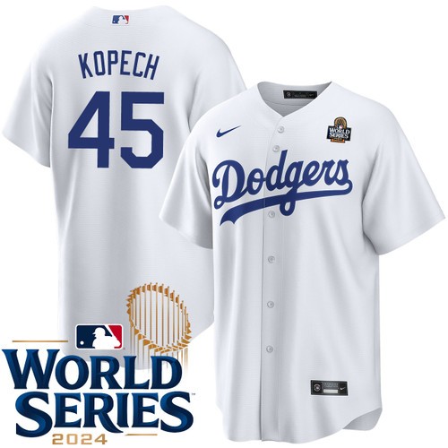Youth Michael Kopech Los Angeles Dodgers Nike Home White 2024 World Series Stitched Baseball Jersey