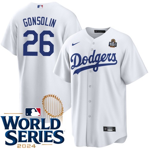 Youth Tony Gonsolin Los Angeles Dodgers Nike Home White 2024 World Series Stitched Baseball Jersey
