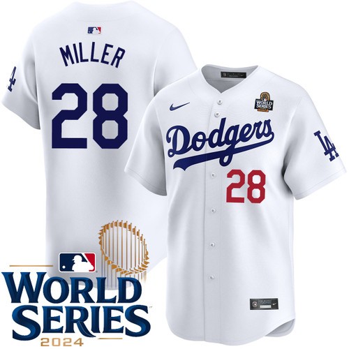 Youth Bobby Miller Los Angeles Dodgers Nike Home White Limited 2024 World Series Stitched Baseball Jersey