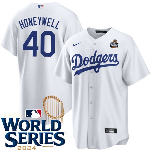 Youth Brent Honeywell Los Angeles Dodgers Nike Home White 2024 World Series Stitched Baseball Jersey