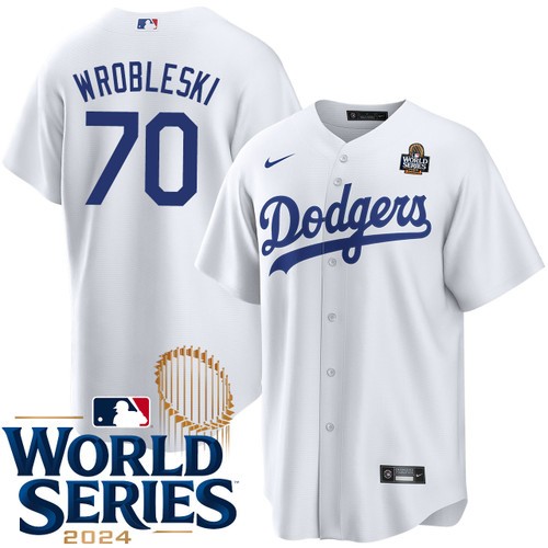 Youth Justin Wrobleski Los Angeles Dodgers Nike Home White 2024 World Series Stitched Baseball Jersey