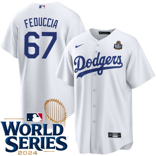 Youth Hunter Feduccia Los Angeles Dodgers Nike Home White 2024 World Series Stitched Baseball Jersey