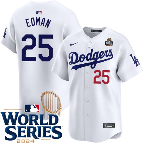 Youth Tommy Edman Los Angeles Dodgers Nike Home White Limited 2024 World Series Stitched Baseball Jersey