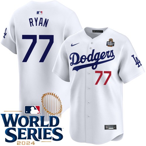 Youth River Ryan Los Angeles Dodgers Nike Home White Limited 2024 World Series Stitched Baseball Jersey