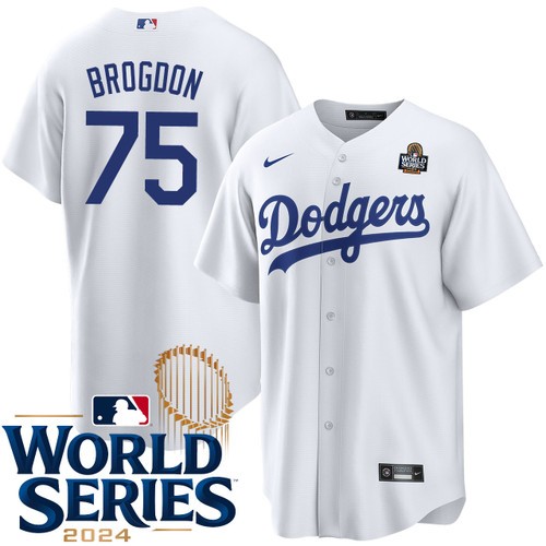 Youth Connor Brogdon Los Angeles Dodgers Nike Home White 2024 World Series Stitched Baseball Jersey
