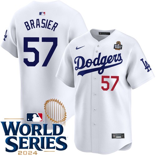 Youth Ryan Brasier Los Angeles Dodgers Nike Home White Limited 2024 World Series Stitched Baseball Jersey