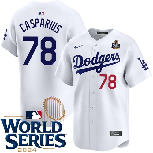 Youth Ben Casparius Los Angeles Dodgers Nike Home White Limited 2024 World Series Stitched Baseball Jersey