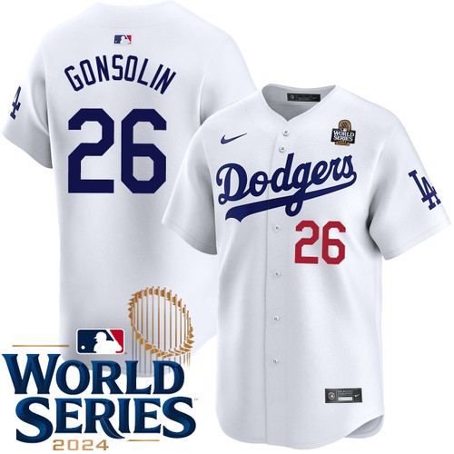 Youth Tony Gonsolin Los Angeles Dodgers Nike Home White Limited 2024 World Series Stitched Baseball Jersey