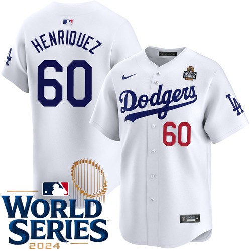 Youth Edgardo Henriquez Los Angeles Dodgers Nike Home White Limited 2024 World Series Stitched Baseball Jersey