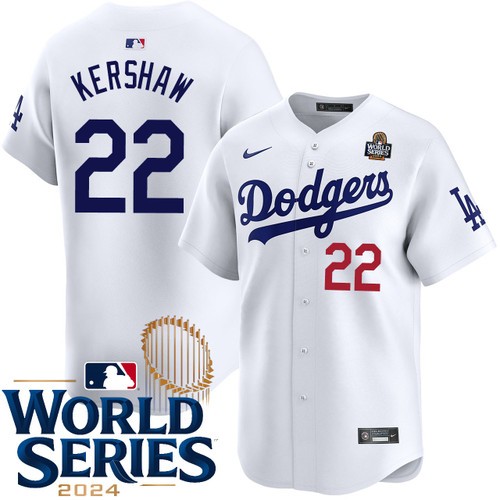Youth Clayton Kershaw Los Angeles Dodgers Nike Home White Limited 2024 World Series Stitched Baseball Jersey