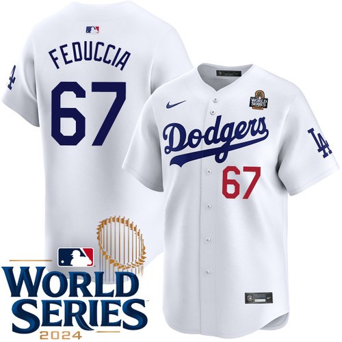 Youth Hunter Feduccia Los Angeles Dodgers Nike Home White Limited 2024 World Series Stitched Baseball Jersey