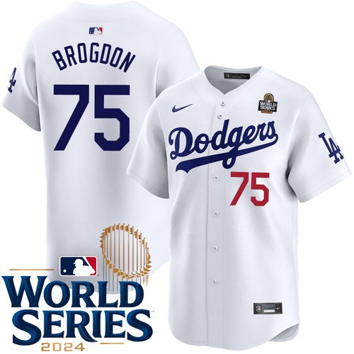 Youth Connor Brogdon Los Angeles Dodgers Nike Home White Limited 2024 World Series Stitched Baseball Jersey