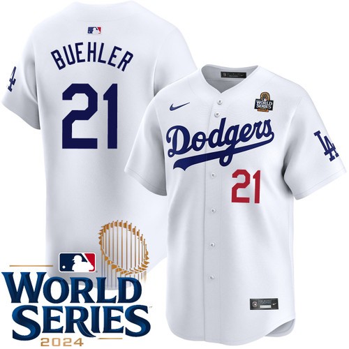Youth Walker Buehler Los Angeles Dodgers Nike Home White Limited 2024 World Series Stitched Baseball Jersey
