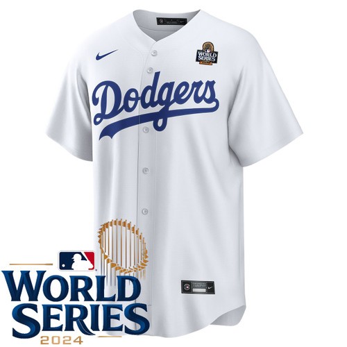 Men's Los Angeles Dodgers Nike Home White 2024 World Series Stitched MLB Jersey by NIKE