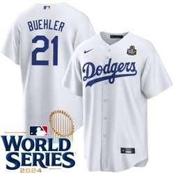 Men's Walker Buehler Los Angeles Dodgers Nike Home White 2024 World Series Stitched MLB Jersey