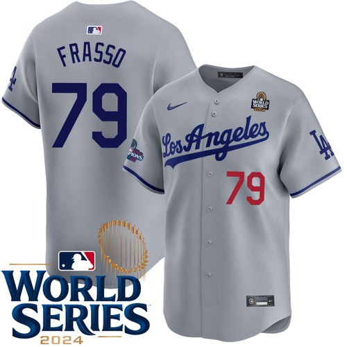 Men's Nick Frasso Los Angeles Dodgers Nike Road Gray Limited 2024 World Series Stitched MLB Jersey