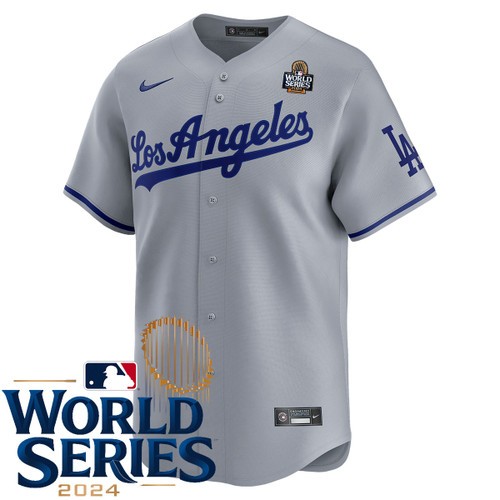 Men's Los Angeles Dodgers Nike Road Gray Limited 2024 World Series Stitched MLB Jersey by NIKE