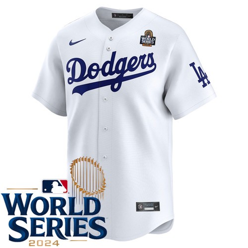 Men's Los Angeles Dodgers Nike Home White Limited 2024 World Series Stitched MLB Jersey by NIKE