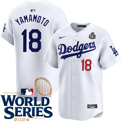 Men's Yoshinobu Yamamoto Los Angeles Dodgers Nike Home White Limited 2024 World Series Stitched MLB Jersey