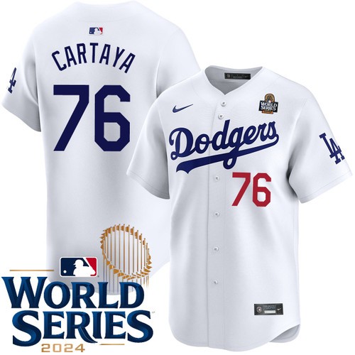Men's Diego Cartaya Los Angeles Dodgers Nike Home White Limited 2024 World Series Stitched MLB Jersey