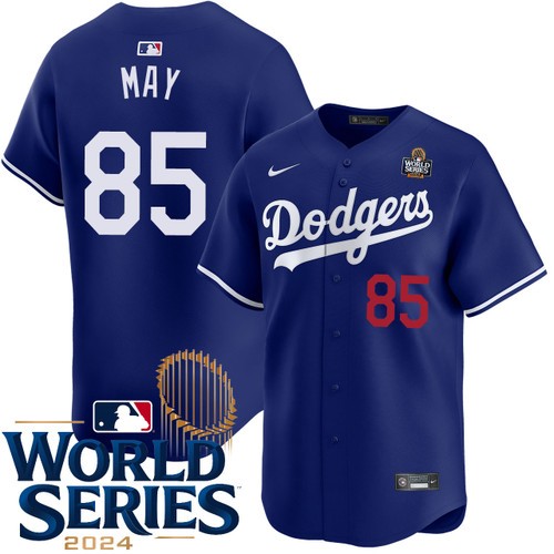 Men's Dustin May Los Angeles Dodgers Nike Alternate Royal Limited 2024 World Series Stitched MLB Jersey