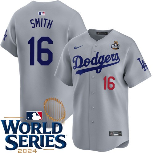 Men's Will Smith Los Angeles Dodgers Nike Alternate Road Gray Limited 2024 World Series Stitched MLB Jersey