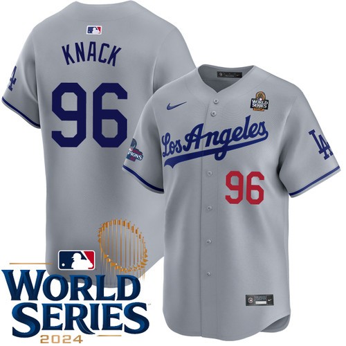 Men's Landon Knack Los Angeles Dodgers Nike Road Gray Limited 2024 World Series Stitched MLB Jersey