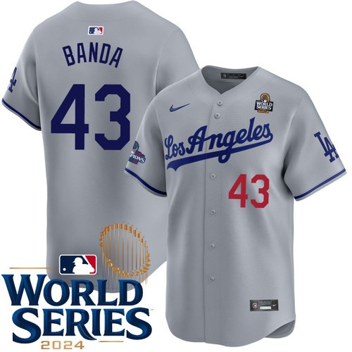 Men's Anthony Banda Los Angeles Dodgers Nike Road Gray Limited 2024 World Series Stitched MLB Jersey