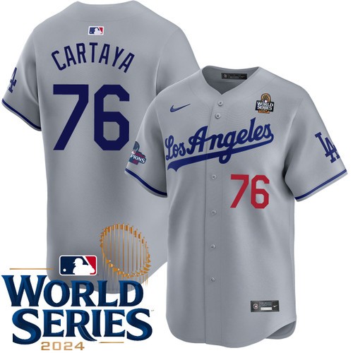 Men's Diego Cartaya Los Angeles Dodgers Nike Road Gray Limited 2024 World Series Stitched MLB Jersey