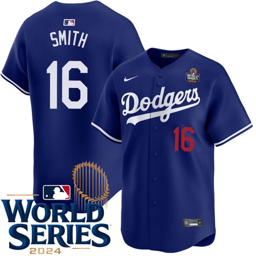 Men's Will Smith Los Angeles Dodgers Nike Alternate Royal Limited 2024 World Series Stitched MLB Jersey