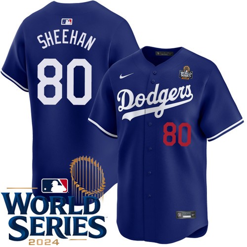 Men's Emmet Sheehan Los Angeles Dodgers Nike Alternate Royal Limited 2024 World Series Stitched MLB Jersey