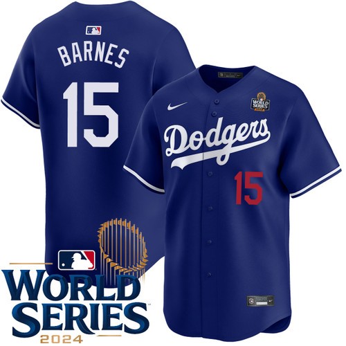 Men's Austin Barnes Los Angeles Dodgers Nike Alternate Royal Limited 2024 World Series Stitched MLB Jersey