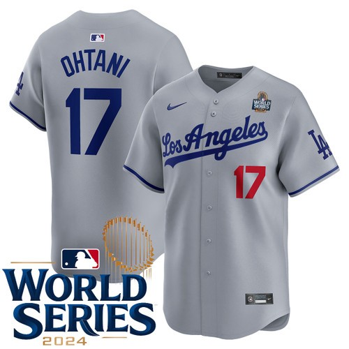 Men's Shohei Ohtani Los Angeles Dodgers Nike Road Gray Limited 2024 World Series Stitched MLB Jersey by NIKE