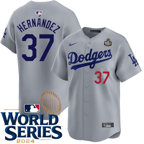 Men's Teoscar Hernandez Los Angeles Dodgers Nike Alternate Road Gray Limited 2024 World Series Stitched MLB Jersey