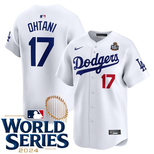 Men's Shohei Ohtani Los Angeles Dodgers Nike Kids Home White Limited 2024 World Series Stitched MLB Jersey by NIKE