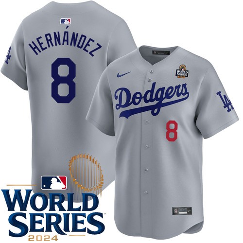 Men's Enrique Hernandez Los Angeles Dodgers Nike Alternate Road Gray Limited 2024 World Series Stitched MLB Jersey