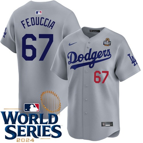 Men's Hunter Feduccia Los Angeles Dodgers Nike Alternate Road Gray Limited 2024 World Series Stitched MLB Jersey