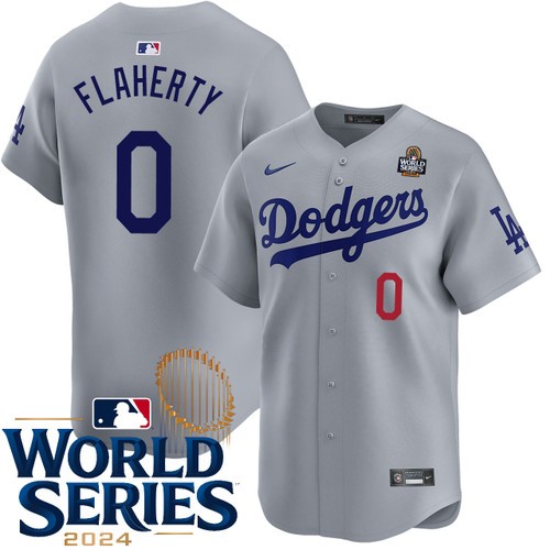 Men's Jack Flaherty Los Angeles Dodgers Nike Alternate Road Gray Limited 2024 World Series Stitched MLB Jersey