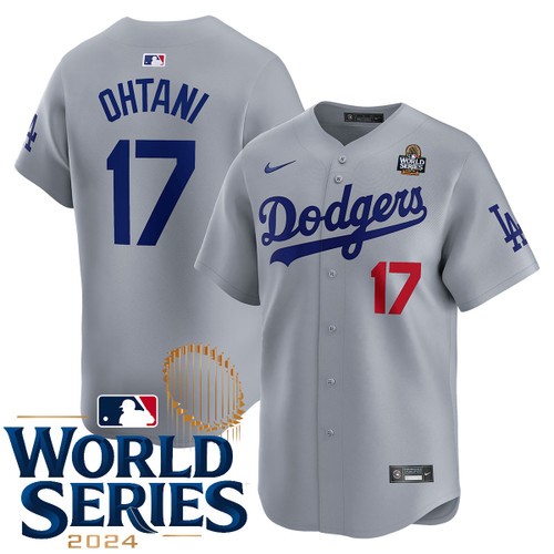 Men's Shohei Ohtani Los Angeles Dodgers Nike Alternate Road Gray Limited 2024 World Series Stitched MLB Jersey by NIKE