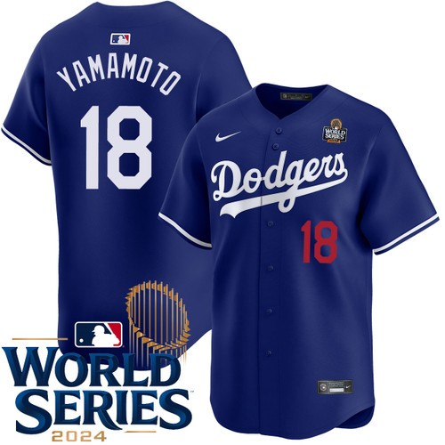 Men's Yoshinobu Yamamoto Los Angeles Dodgers Nike Alternate Royal Limited 2024 World Series Stitched MLB Jersey