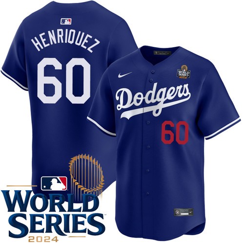 Men's Edgardo Henriquez Los Angeles Dodgers Nike Alternate Royal Limited 2024 World Series Stitched MLB Jersey