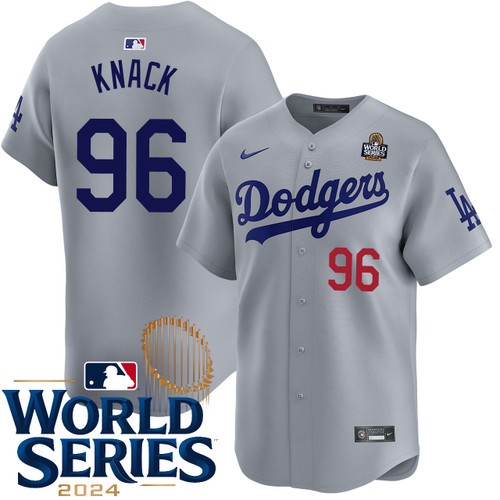 Men's Landon Knack Los Angeles Dodgers Nike Alternate Road Gray Limited 2024 World Series Stitched MLB Jersey